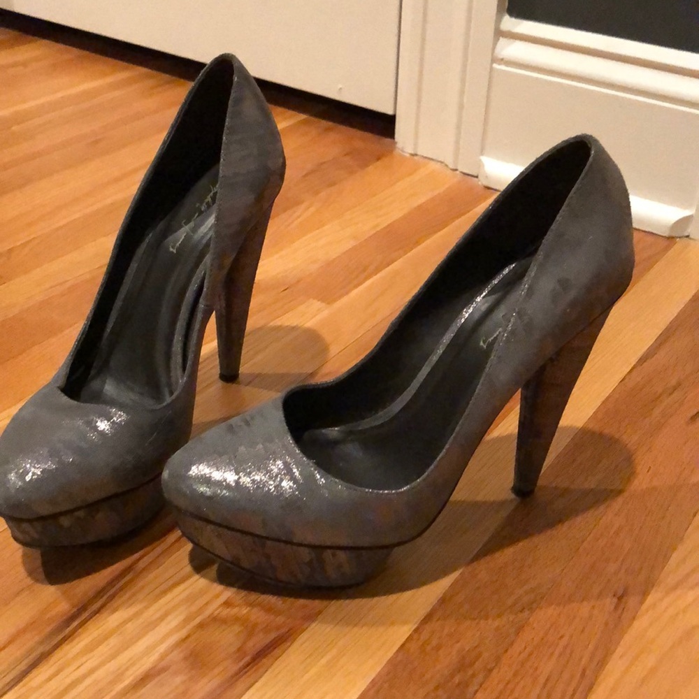 Elizabeth and James silver platform pumps